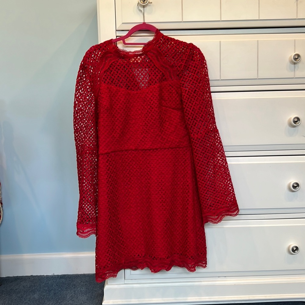 Red lace dress